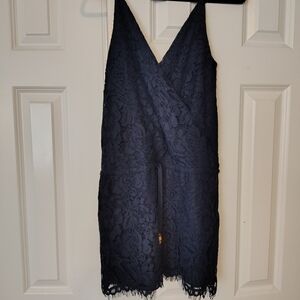 Elegant Lace Dress - Navy